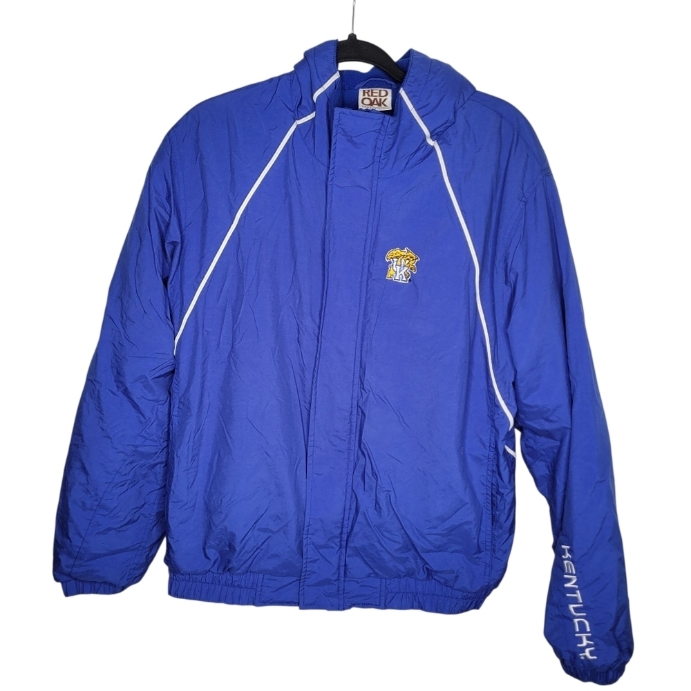 Vintage 90s University Of Kentucky Wildcats Hooded Jacket Size Medium in Blue